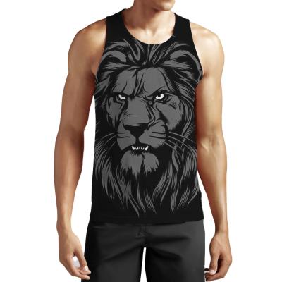 China Anti-Wrinkle Fashion Summer 3d Tank Tops Sublimation Print Lion Roar Polyester Pop Tank Top Quick Dry Breathable 3d Animal Workout Printed for sale