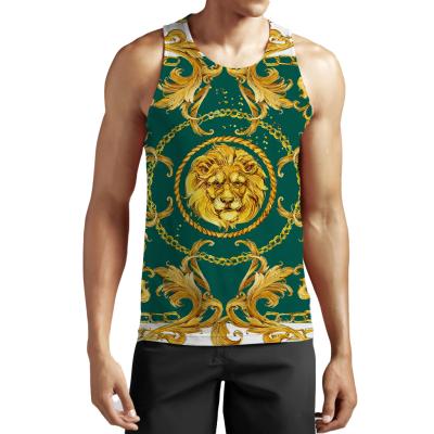 China Anti-wrinkle Factory Direct Sales India Style Tank Top Gold Animal Print Thailand Lion Popular Tank Tops Breathable Quick Dry 3d Printed for sale