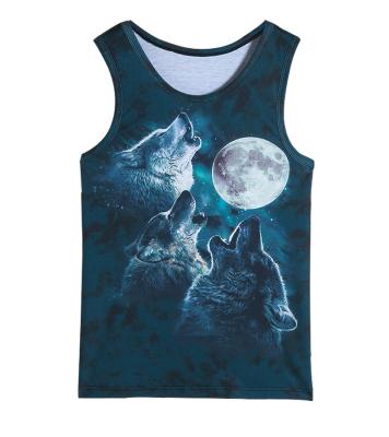 China New 3d Anti-wrinkle Tank Top For Men Fitted Wolf Digital Animal Howl Print Quick Dry Breathable Anti-wrinkle Cool Vest Tank Top 3d Printed for sale