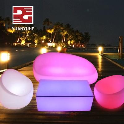 China Simple Outdoor OEM LED Luminescent Furniture Plastic Rotomolded Stool Table Chair for sale