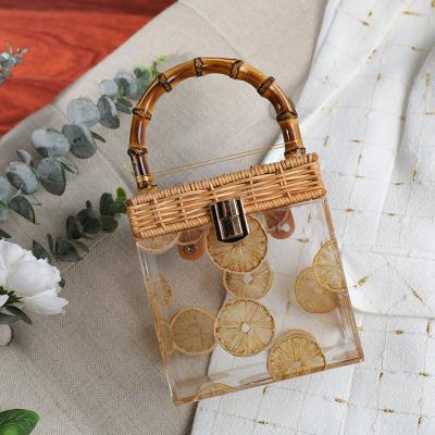 China 2022 new fashion handbag handmade bamboo acrylic transparent lock box acrylic bag for sale