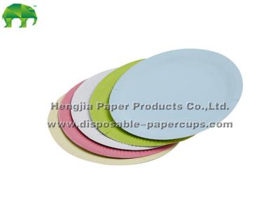 China Pink / Green / Blue Personalized Disposable Paper Plates With Flexo Printing for sale