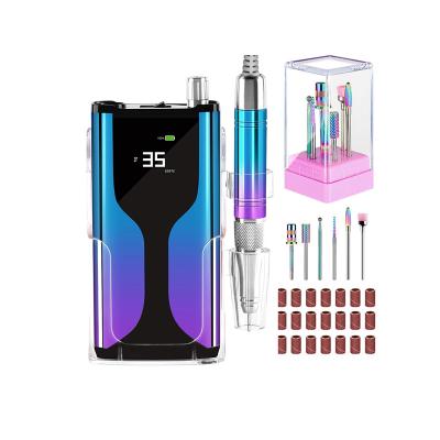 China Nail Beauty Salon Beautiful 2021 Patent Nail Drill Machine CE ROHS Certificated Brushless Acrylic Best 35000 Portable Electric Nail Drill Machine With Drill Bit Set for sale