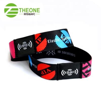 China Custom Elastic Cloth MINI TAG Printing RFID Woven NFC Wristband For Event Concert Occasion for sale