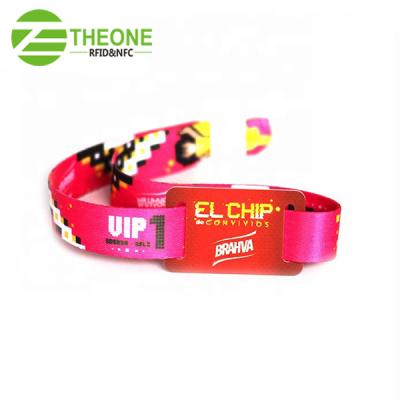 China festival nfc high frequency rfid fabric security ID wristband 13.56mhz waterproof disposable rfid woven wristbands/waterproof for sale