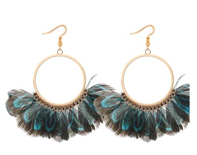 China BOHEMIA Fashion Peacock Earrings Feather Tassel Earrings For Women Bohemian Circle Dangle Earrings for sale