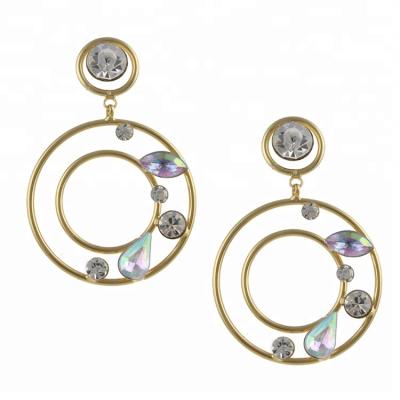 China TRENDY Fashion Crystal Earrings Prong Setting Circle Multiple Drop Earrings Mixed Shape Crystal Earrings for sale