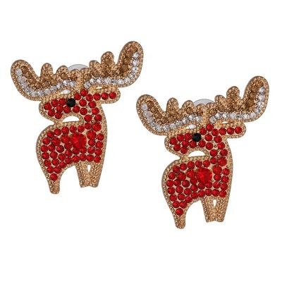 China TRENDY Gold Plated Cute Crystal Christmas Grapevine Deer Earrings Holiday Stud Earrings for sale