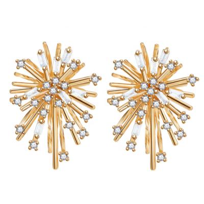 China Trendy Fashion Bling Bling Crystal Stud Earrings Zircon Sun Burst Holiday Party Christmas Earrings for sale