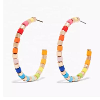 China BOHEMIA Fashion Rainbow Seedbeads Circle Earrings Multi Colored Earrings For Girls for sale