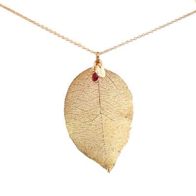 China Vintage Elegant Natural Real Leaf Pendant Necklace with Logo Name Personalized Costume Necklace for sale