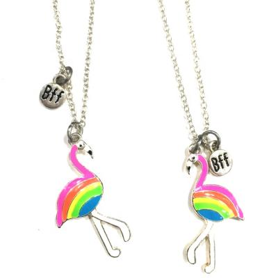 China TRENDY Neon Flamingo Latest Necklace Cartoon Best Friend Pendant Necklace for Kids for sale