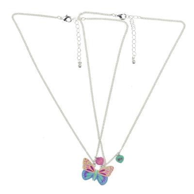 China Hiphop Jewelry Design Girls Multi Butterfly BFF Necklace Colorful Animal Pendant Necklace for sale