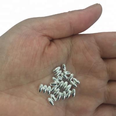 China Plain Oval 925 Sterling Silver Beads Loose DIY Sterling European Silver DIY Beads 3*6 mm for sale