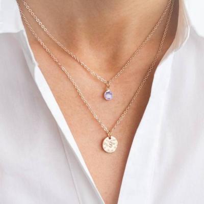 China Vintage Stainless Steel Charm ChockerTwo-Layer Mothers Birthday Necklace Pendant Necklace for sale