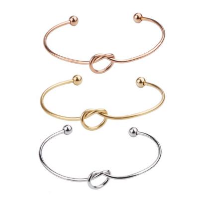 China High Polished CLASSIC Simple Round Stainless Steel Knot Bracelet SENFAI Thread Love Knot Bracelet Bridesmaid Jewelry for sale