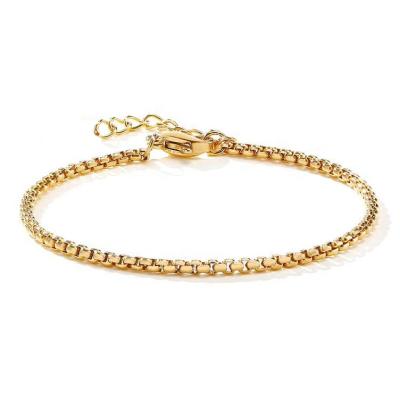 China Trendy 2mm To 5mm Stainless Steel Box Chain Bracelets Customized Easy Wear Official Bracelet For Men And Women for sale