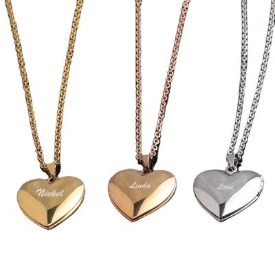 China TRENDY Personalized Name Pendant 18 Inch Gold Silver Rose Gold Stainless Steel Heart Pendant Necklace for sale