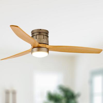 China Reverse Function 52 Inch Modern Luxury Energy Distressed Nickel Slient Saving Design Low Profile Flow Mount Ceiling Fan With Lightweight And Remote for sale