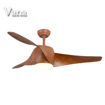 China With Flip Function Indoor Lighting Distressed Koa End 3 Curved Blades Bldc Ceiling Fans With Remote Control Led Lights for sale