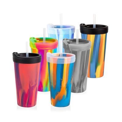 China Custom Viable Leakproof Heat Resistant Portable Travel Link Food Grade Silicone Camping Sippy Cup for sale