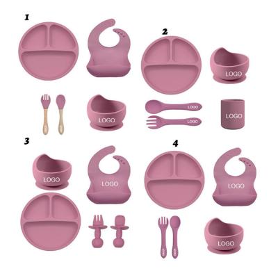 China BPA Free Best Selling 5 PCs Customization Goods Food Grade Safety Anti-Slip Silicone Acceptable Baby Feeding Set for sale