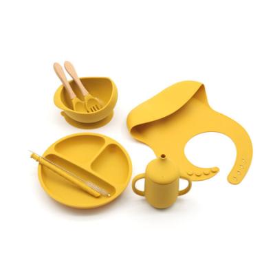 China BPA Free 8 Pcs Customization Acceptable Goods Safety Food Grade Silicone Reusable Easy Cleaning Feeding Set for sale