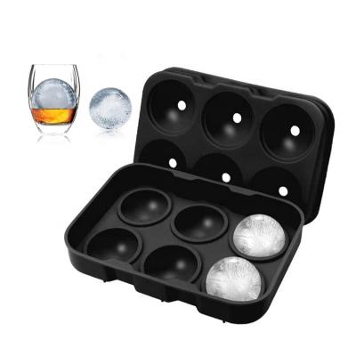 China Amazon Sustainable Hot Selling 2022 Round Silicone 6 Cavities Round Ice Ball Cube Mold Tray With Lid for sale