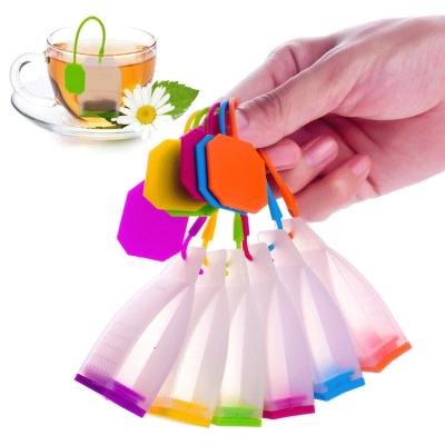 China Viable Hot Sales Custom Colored Tea Bag Infuser Mesh Reusable Heat Resistant Food Grade Silicone Tea Strainer for sale