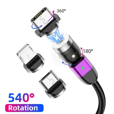 China 2.4A USLION Fast Charging Drop Shipping LED CHARGE CABLE 2.4A 540 Degree Magnetic Charging Cable For Android Type-C 8PIN for sale