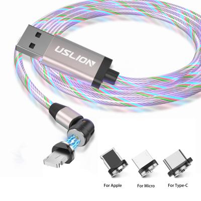 China 2021 Wholesale LED USLION New Product Luminous Light Fluorescence Luminous Light New Product Fast Flowing Micro USB Cable Mobile Phone USB Charger Charging Cable for sale