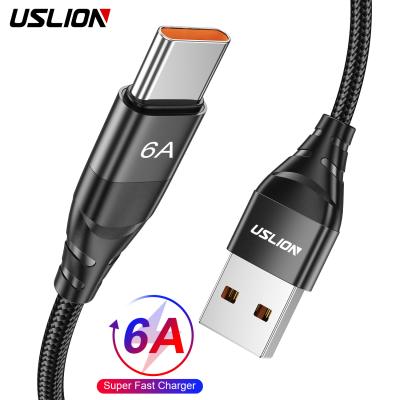 China Super Fast Charging Type C Cable Charger Mobile Phone 5A 3A USB Cable 6A Charging+Data Transmission USLION 6A 66W USB Data Type C Micro USB Cable For Huawei for sale