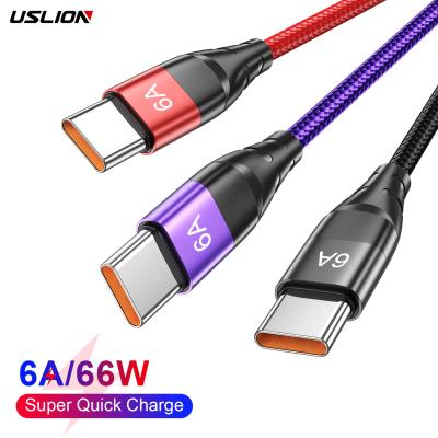 China 6A Super Fast Charging USB Charging Cable Mobile Phone Cable Data Transmission USLION USB 6A 66W Super Dash Charging+Data Type C Cable For Huawei Xiaomi for sale