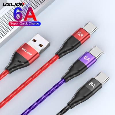 China Fast Type C Cable Charger Mobile Phone 5A 3A 55W 33W USB Cable Type 6A Charging+Data Transmission USLION 1 Meter 6A 66W USB Data C Micro USB Cable For Xiaomi for sale