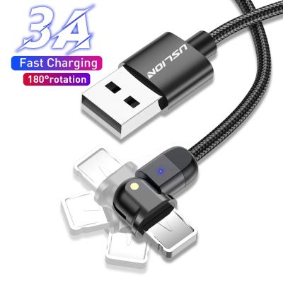 China USLION New Product Strong USB Cable 180 Degree Rotate Charging Line High Quality For Apple Data Cable / For iPhone Charger Usb Cable for sale