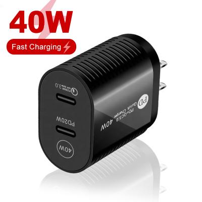 China 3A USLION 40W 20W PD QUICK CHARGE Type Dual C QC3.0 Wall Adapter Charger Mobile Phone Charger For iPhone For Samsung for sale