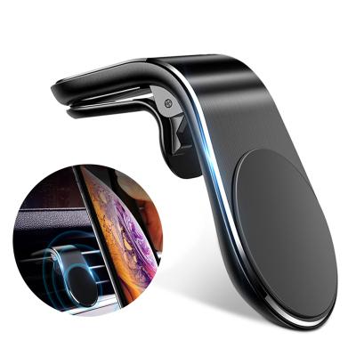 China New Arrival Adjustable Strong Magnetic L Shape Phone Holder Car Air Vent Mount Clip Mobile Phone Holder for sale