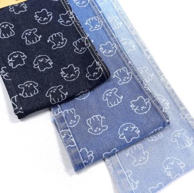 Cina 75% di cotone 25% di poliestere Piccolo cane Animale Stampa denim tessuto 180cm 9,5oz in vendita