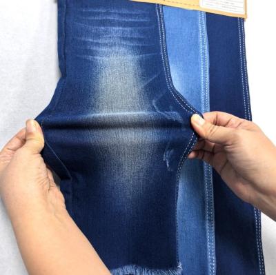 China 9OZ Stretch Elasticity Indigo Satin Denim Stof Voor Vrouwe Shrinkage Proof Te koop