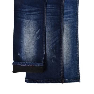 China Schrumpffest Fake Strick Denim 10,4 oz 46% Baumwolle 48,2% Polyeter 4,3% Viskose 1,5% Spandex zu verkaufen