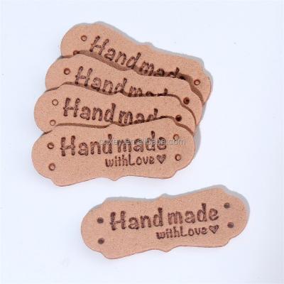 China Washable PU Apparel Labels Colorful Handmade Labels Hand Made Leather Labels For Hat Bag for sale