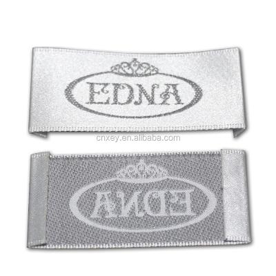 China Sustainable Woven Custom Head Label Custom White Satin Woven Label for Garment for sale