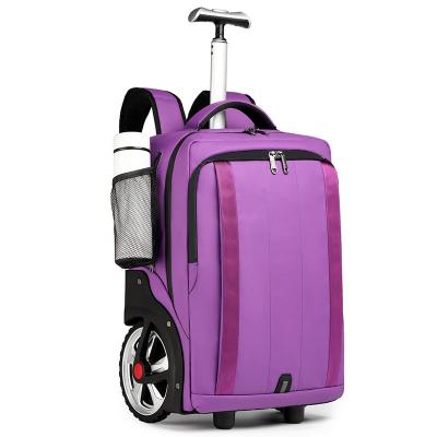 China Anti-Theft Inson Customized Men Womens Nylon Trolley  Multifunctional Telescopic Backpack With 2 Big Wheels for sale