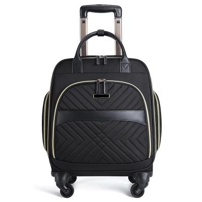 China Anti-Theft Inson Custom Women Black Nylon Water-resistant Trolley Laptop Bag With Wheels For Business Trip for sale