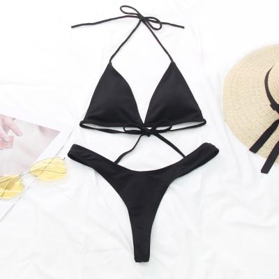 China 2022 summer new original non-toxic bodybuilding polyester solid color swimwear bikini sexy beach wear for sale