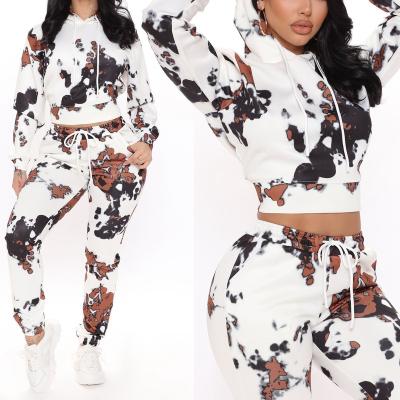 China Hood Women Cow Printed Skinny Comfortable Breathable Two Piece Jumpsuit Overalls Equipment for sale