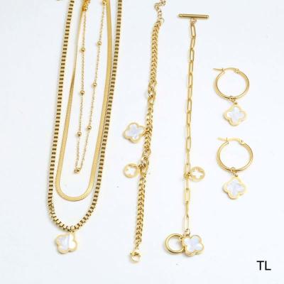 China TRENDY manufacturer custom gold necklace,gold plated necklace jewelry factory,wholesale clover jewelry women stainless steel necklace for sale