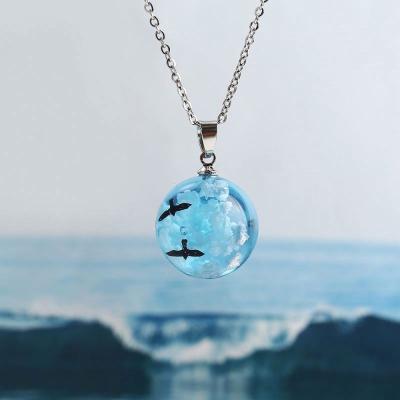 China Vintage Fashion Vintage Bird Blue Sky Chain Necklace For Female Gift Kids for sale