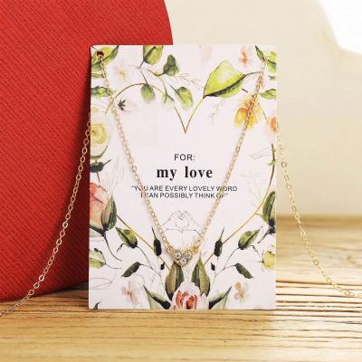 China Cheap Factory Wholesale TRENDY Chop Chain Delicacy HeartPendant Crystal Miner W/ Card Pour Women Jewelry Gift for sale