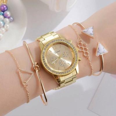 China Luxury Women's Day/Date 2 Colors Peimi Fashion Watch 5pc Women Watches Crystal Bracelet Ladies Watches Wholesale for sale